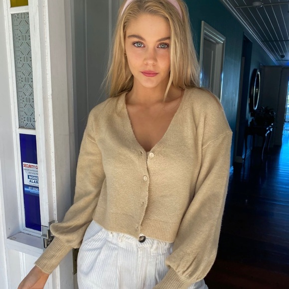 Glassons Beige Cropped Cardigan 
